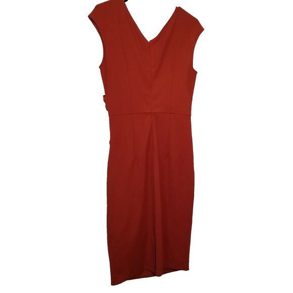 Miusol Women's Career Casual Rust Red Sleeveless Pleated & Rouching Size M - Picture 3 of 9